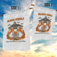 Cute Gilmore Ghouls Halloween Ghost Garden Flag Cozy Fall Aesthetic with Pumpkin Spice and Books - Wonder Print Shop