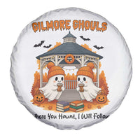Cute Gilmore Ghouls Halloween Ghost Spare Tire Cover Cozy Fall Aesthetic with Pumpkin Spice and Books - Wonder Print Shop