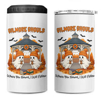 Cute Gilmore Ghouls Halloween Ghost 4 in 1 Can Cooler Tumbler Cozy Fall Aesthetic with Pumpkin Spice and Books - Wonder Print Shop