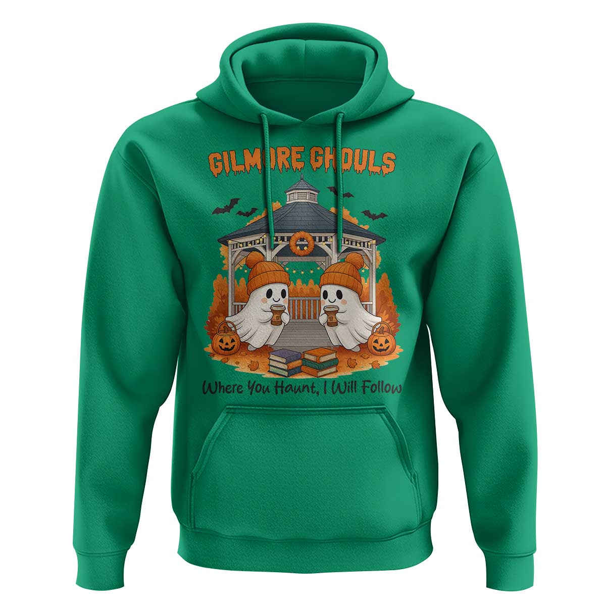 Cute Gilmore Ghouls Halloween Ghost Hoodie Cozy Fall Aesthetic with Pumpkin Spice and Books - Wonder Print Shop