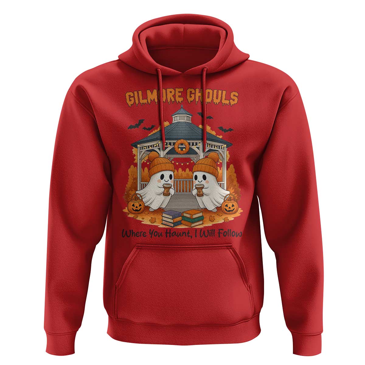 Cute Gilmore Ghouls Halloween Ghost Hoodie Cozy Fall Aesthetic with Pumpkin Spice and Books - Wonder Print Shop