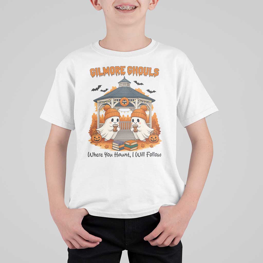 Cute Gilmore Ghouls Halloween Ghost T Shirt For Kid Cozy Fall Aesthetic with Pumpkin Spice and Books - Wonder Print Shop
