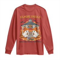 Cute Gilmore Ghouls Halloween Ghost Long Sleeve Shirt Cozy Fall Aesthetic with Pumpkin Spice and Books - Wonder Print Shop