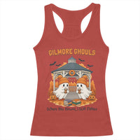 Cute Gilmore Ghouls Halloween Ghost Racerback Tank Top Cozy Fall Aesthetic with Pumpkin Spice and Books - Wonder Print Shop