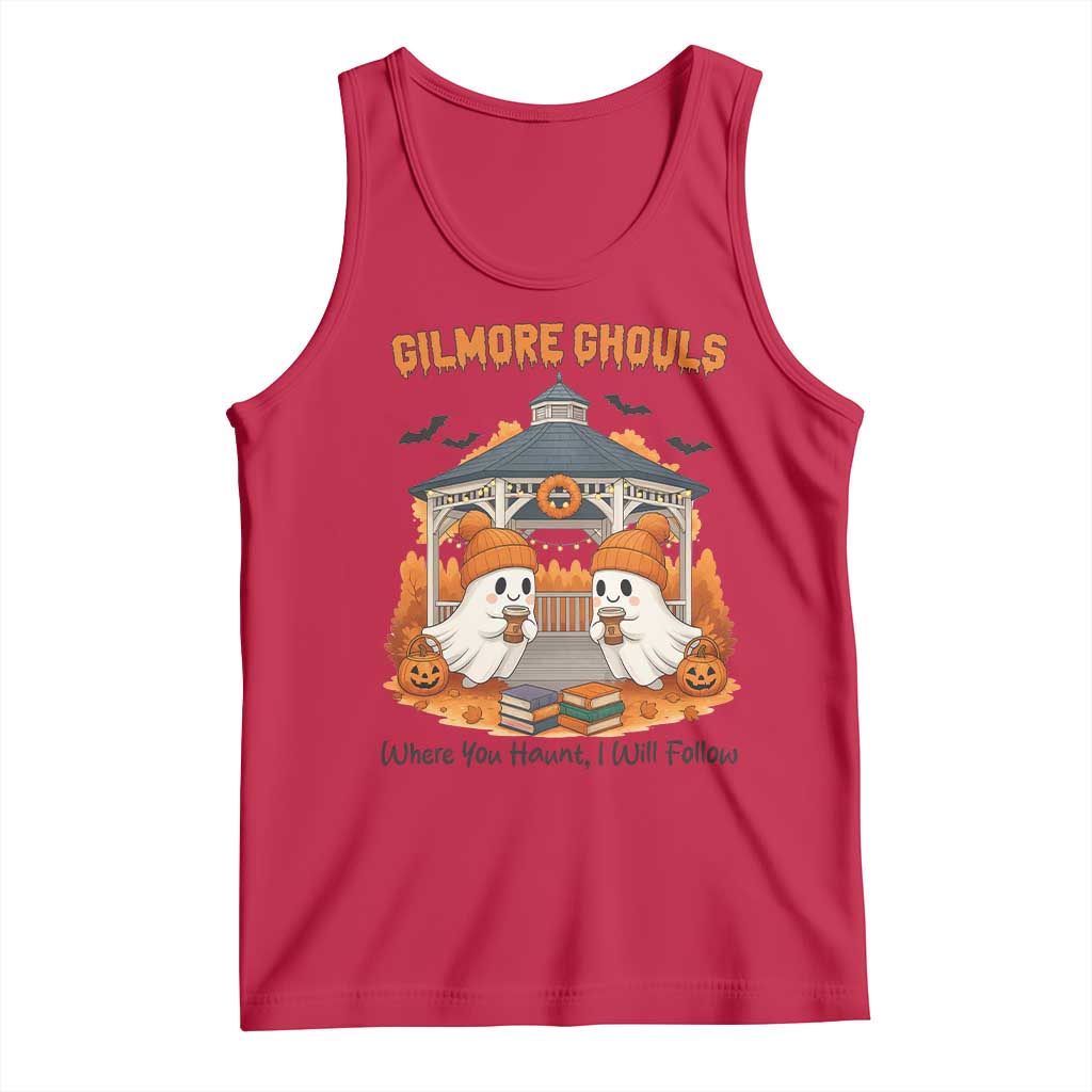 Cute Gilmore Ghouls Halloween Ghost Tank Top Cozy Fall Aesthetic with Pumpkin Spice and Books - Wonder Print Shop