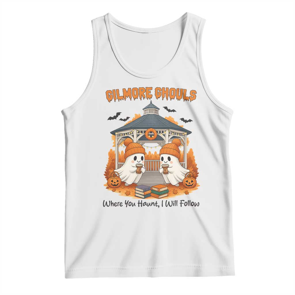 Cute Gilmore Ghouls Halloween Ghost Tank Top Cozy Fall Aesthetic with Pumpkin Spice and Books - Wonder Print Shop