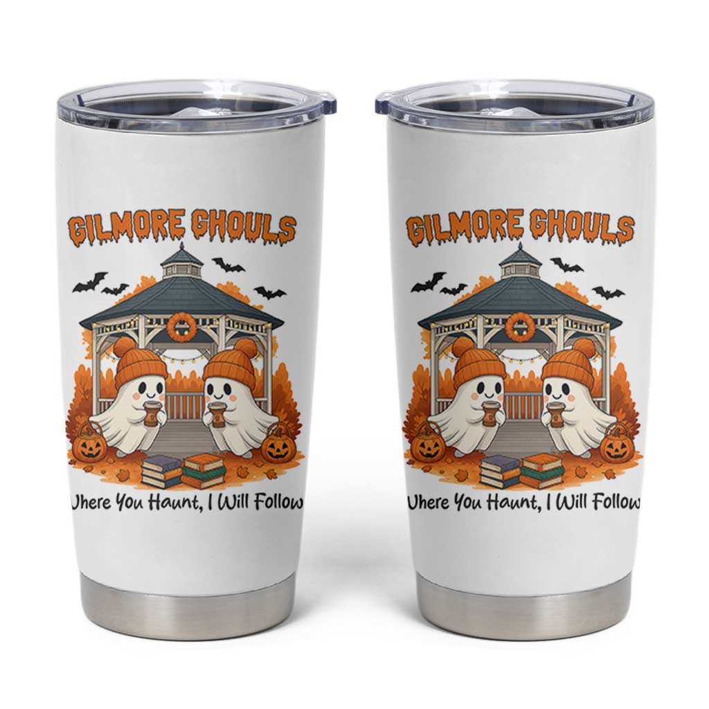 Cute Gilmore Ghouls Halloween Ghost Tumbler Cup Cozy Fall Aesthetic with Pumpkin Spice and Books - Wonder Print Shop