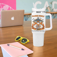 Cute Gilmore Ghouls Halloween Ghost Tumbler With Handle Cozy Fall Aesthetic with Pumpkin Spice and Books - Wonder Print Shop