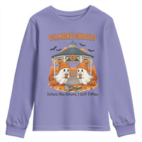 Cute Gilmore Ghouls Halloween Ghost Youth Sweatshirt Cozy Fall Aesthetic with Pumpkin Spice and Books - Wonder Print Shop