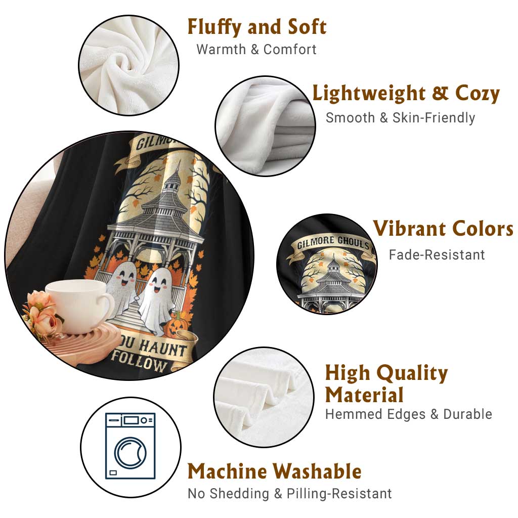 Gilmore Ghouls Halloween Ghost Throw Blanket Cute Couple Spooky Boo with Fall Gazebo - Wonder Print Shop