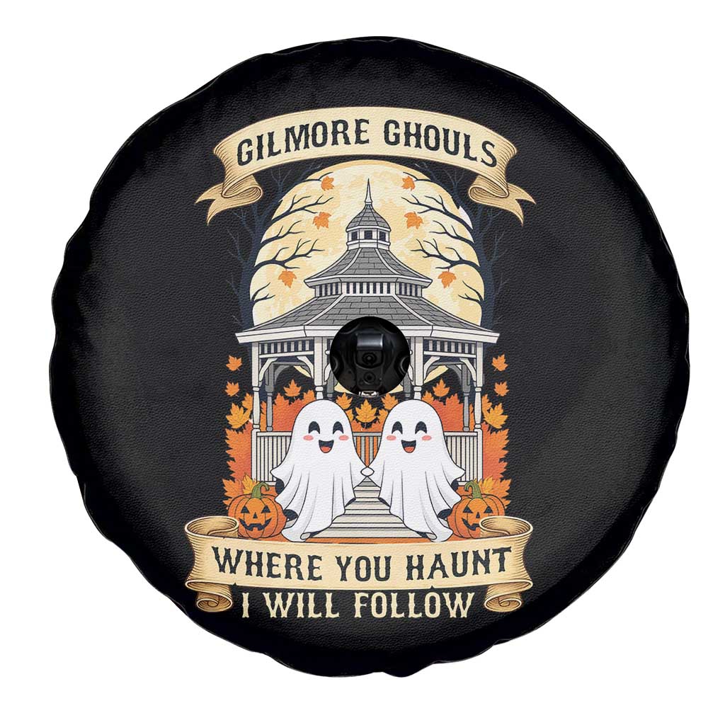 Gilmore Ghouls Halloween Ghost Spare Tire Cover Cute Couple Spooky Boo with Fall Gazebo - Wonder Print Shop