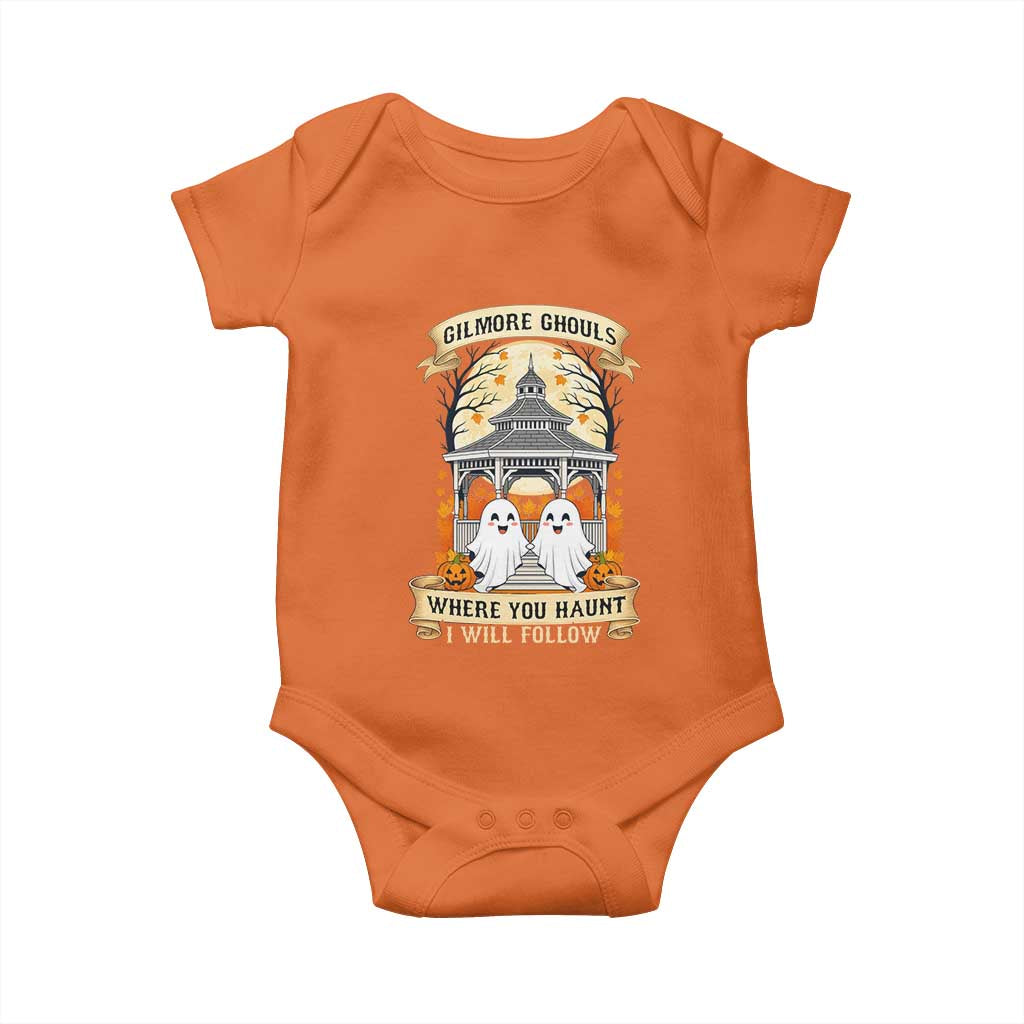 Gilmore Ghouls Halloween Ghost Baby Onesie Cute Couple Spooky Boo with Fall Gazebo - Wonder Print Shop