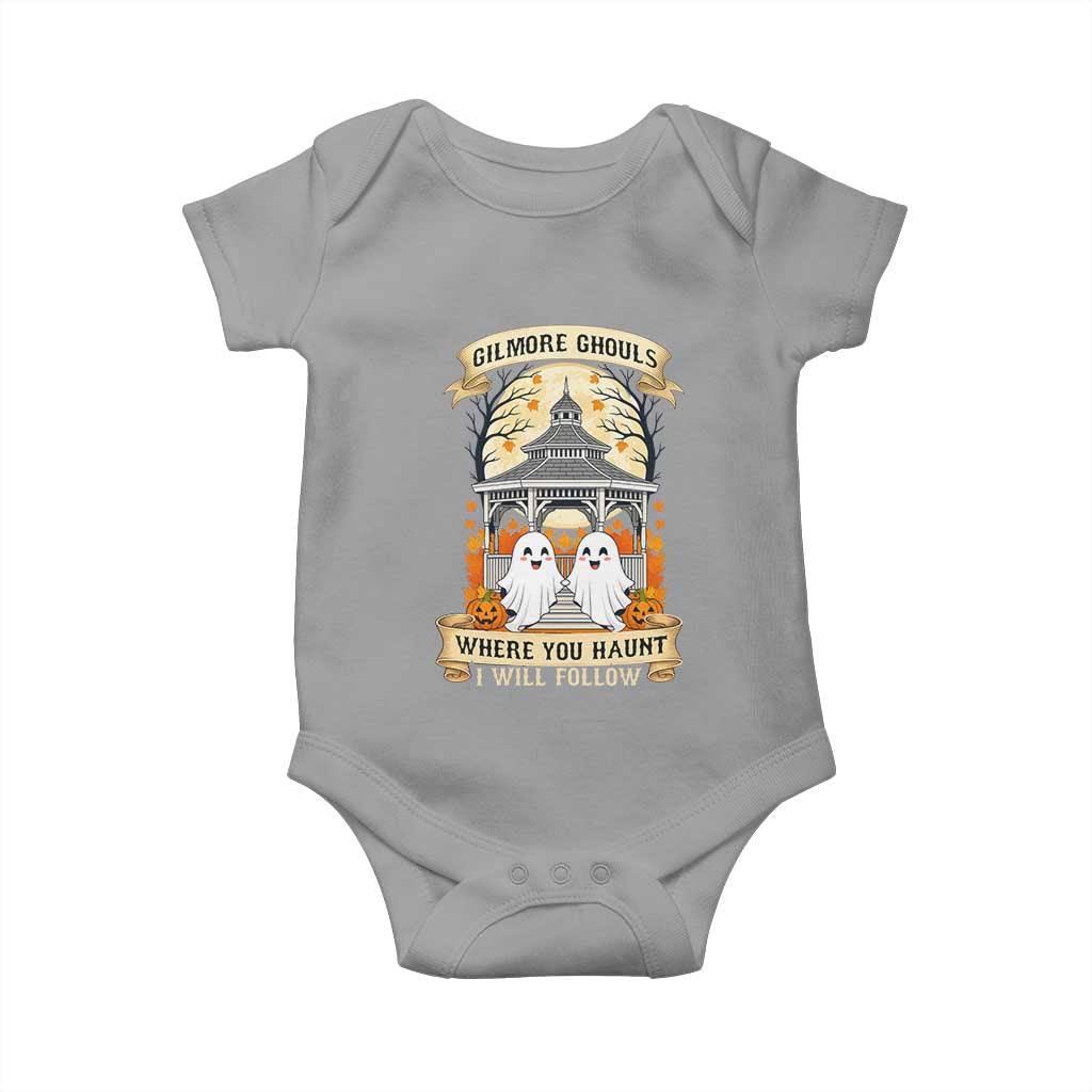 Gilmore Ghouls Halloween Ghost Baby Onesie Cute Couple Spooky Boo with Fall Gazebo - Wonder Print Shop