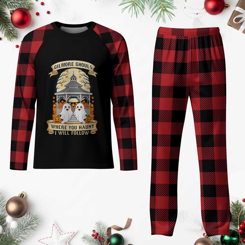 Gilmore Ghouls Halloween Ghost Plaid Pajama Set Cute Couple Spooky Boo with Fall Gazebo - Wonder Print Shop
