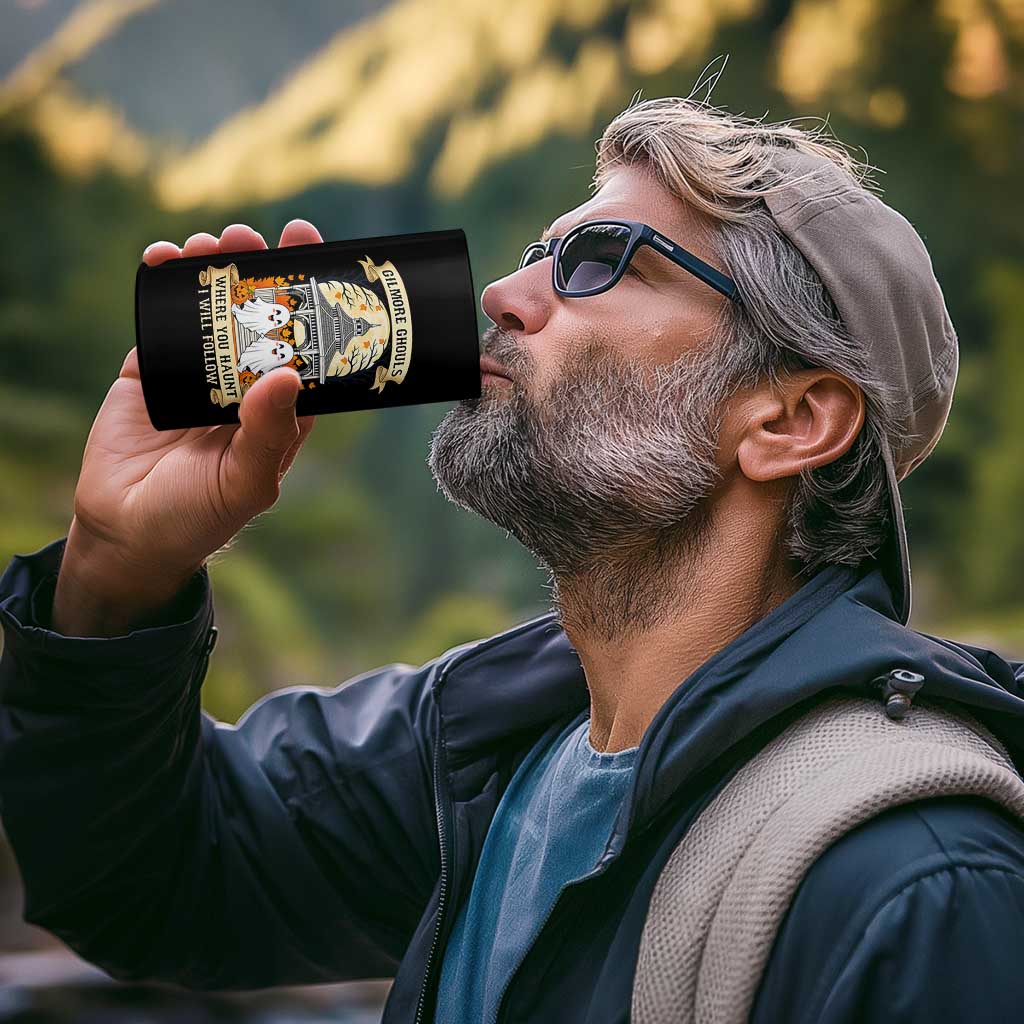 Gilmore Ghouls Halloween Ghost 4 in 1 Can Cooler Tumbler Cute Couple Spooky Boo with Fall Gazebo - Wonder Print Shop