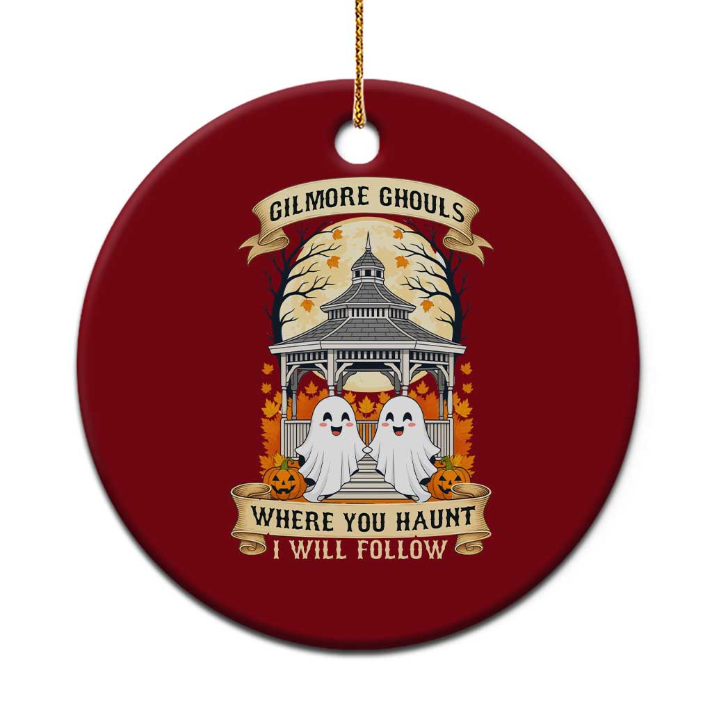 Gilmore Ghouls Halloween Ghost Ceramic Ornament Cute Couple Spooky Boo with Fall Gazebo - Wonder Print Shop