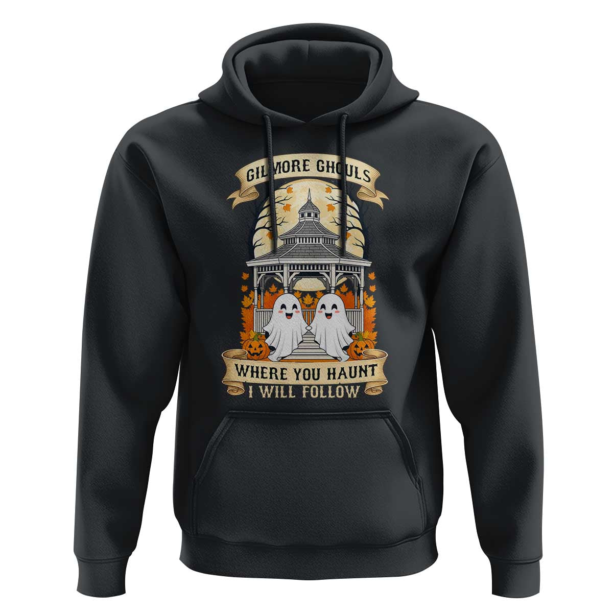 Gilmore Ghouls Halloween Ghost Hoodie Cute Couple Spooky Boo with Fall Gazebo - Wonder Print Shop