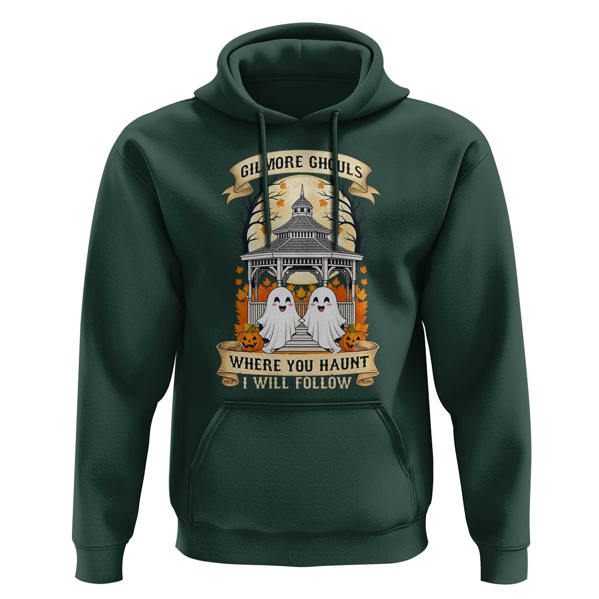 Gilmore Ghouls Halloween Ghost Hoodie Cute Couple Spooky Boo with Fall Gazebo - Wonder Print Shop