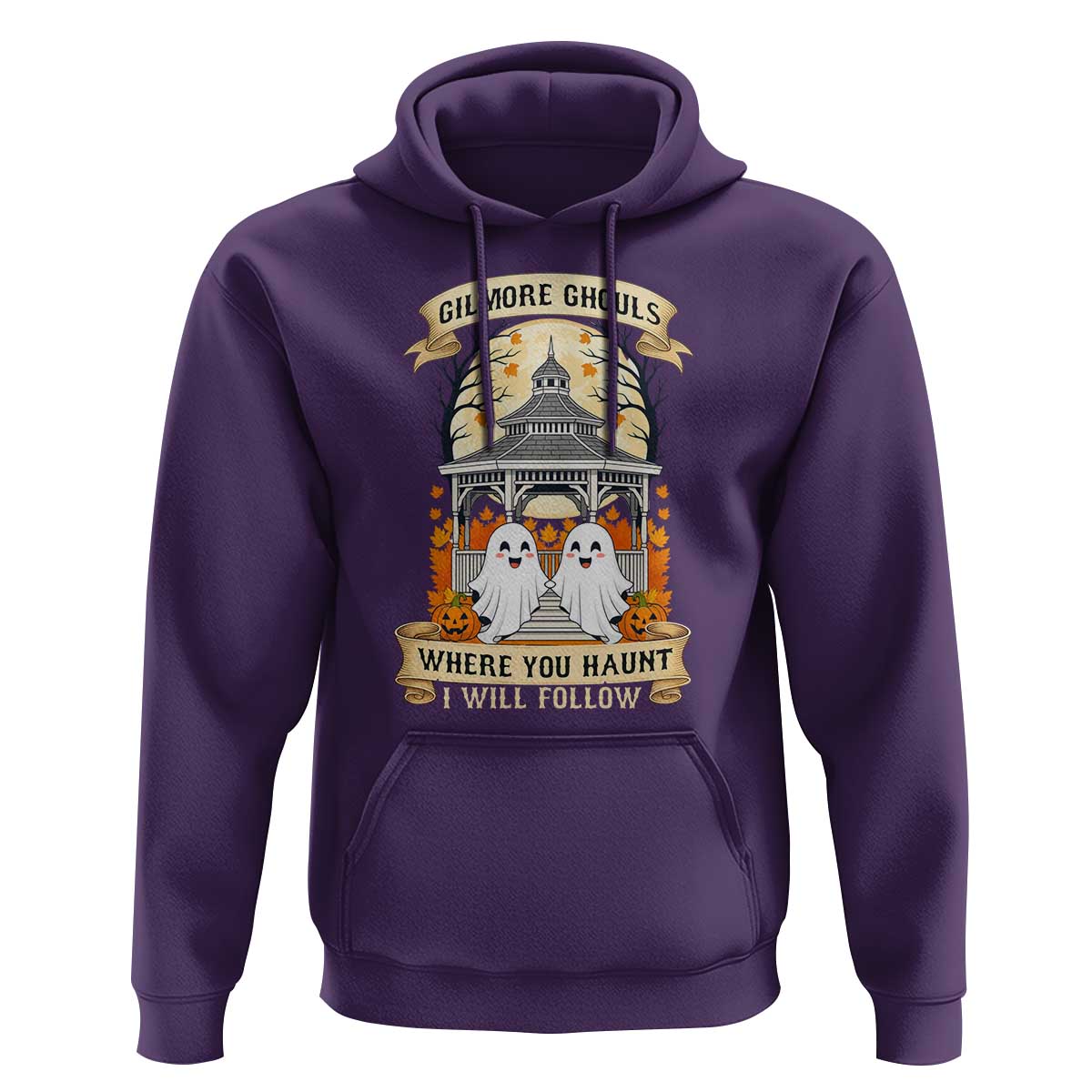 Gilmore Ghouls Halloween Ghost Hoodie Cute Couple Spooky Boo with Fall Gazebo - Wonder Print Shop