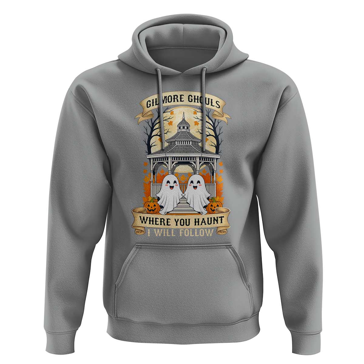 Gilmore Ghouls Halloween Ghost Hoodie Cute Couple Spooky Boo with Fall Gazebo - Wonder Print Shop