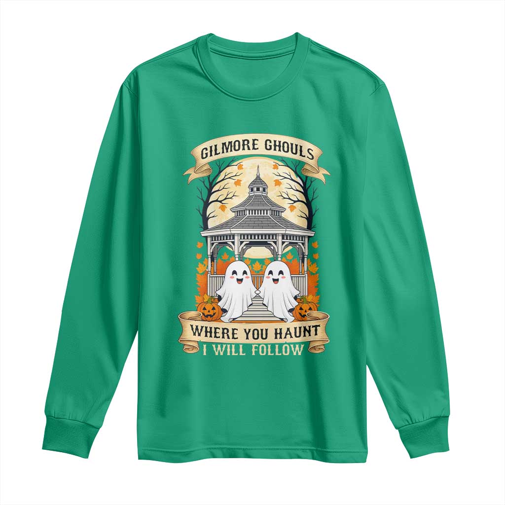 Gilmore Ghouls Halloween Ghost Long Sleeve Shirt Cute Couple Spooky Boo with Fall Gazebo - Wonder Print Shop