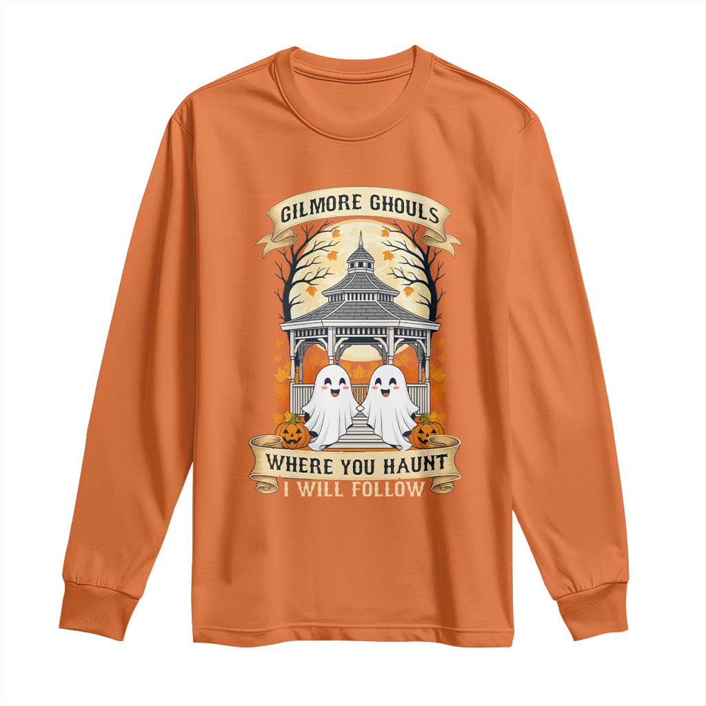 Gilmore Ghouls Halloween Ghost Long Sleeve Shirt Cute Couple Spooky Boo with Fall Gazebo - Wonder Print Shop