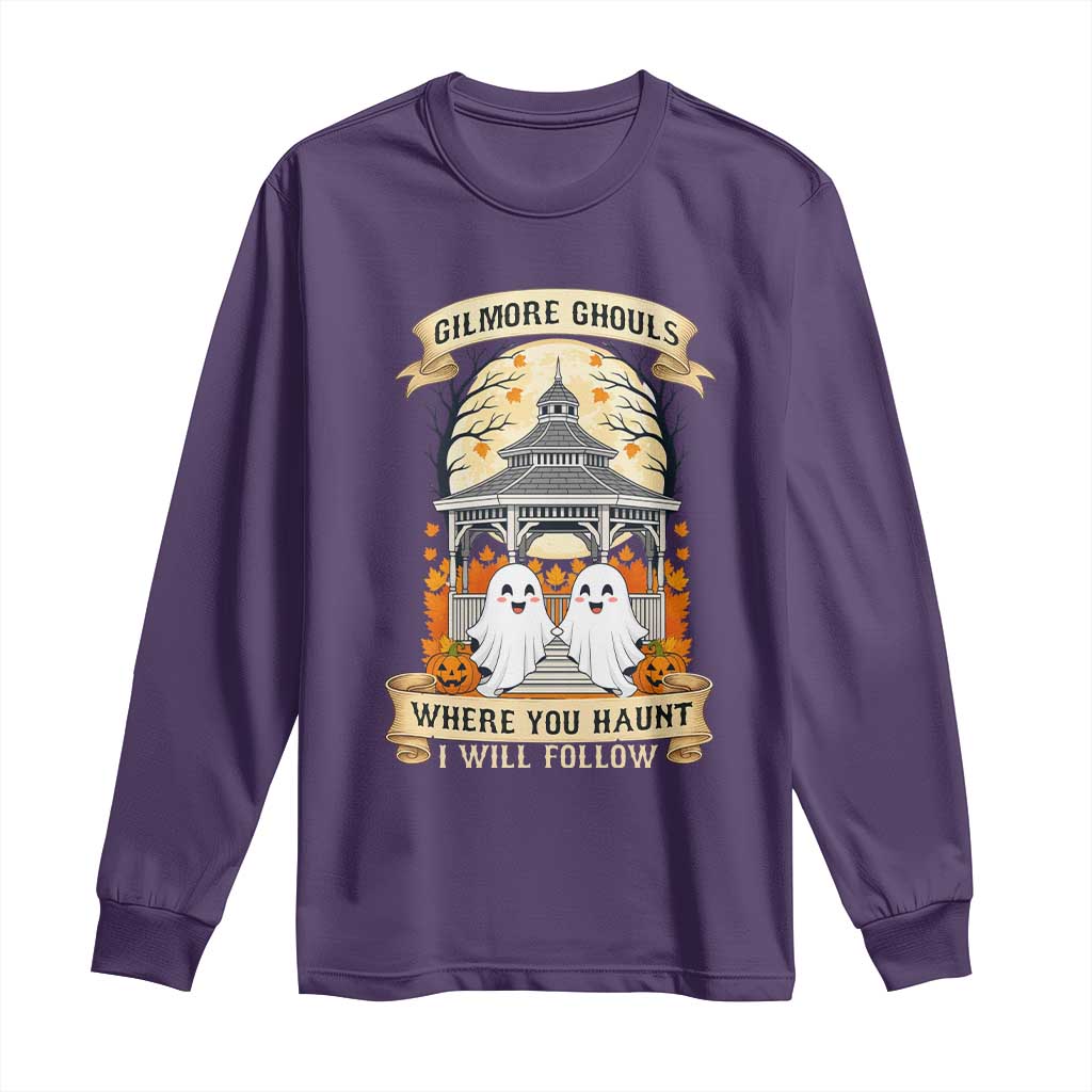 Gilmore Ghouls Halloween Ghost Long Sleeve Shirt Cute Couple Spooky Boo with Fall Gazebo - Wonder Print Shop