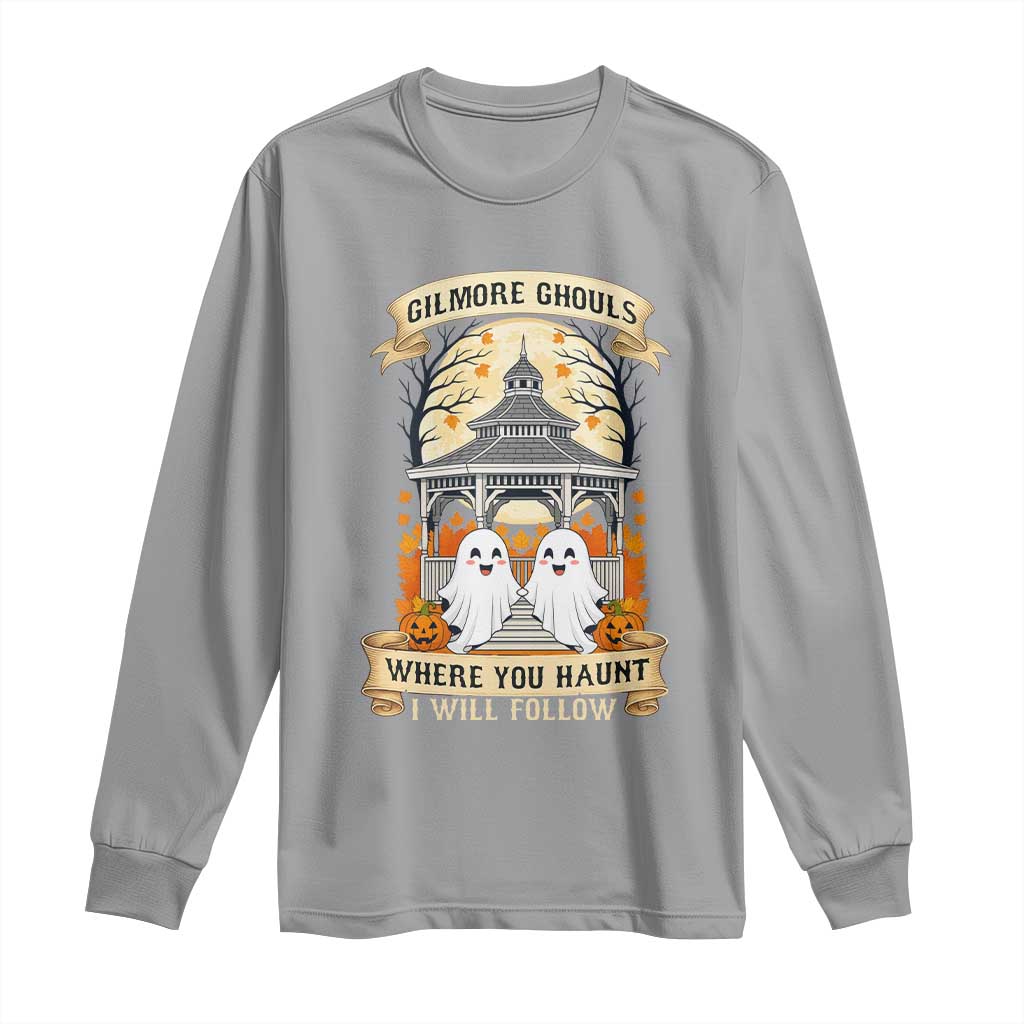 Gilmore Ghouls Halloween Ghost Long Sleeve Shirt Cute Couple Spooky Boo with Fall Gazebo - Wonder Print Shop