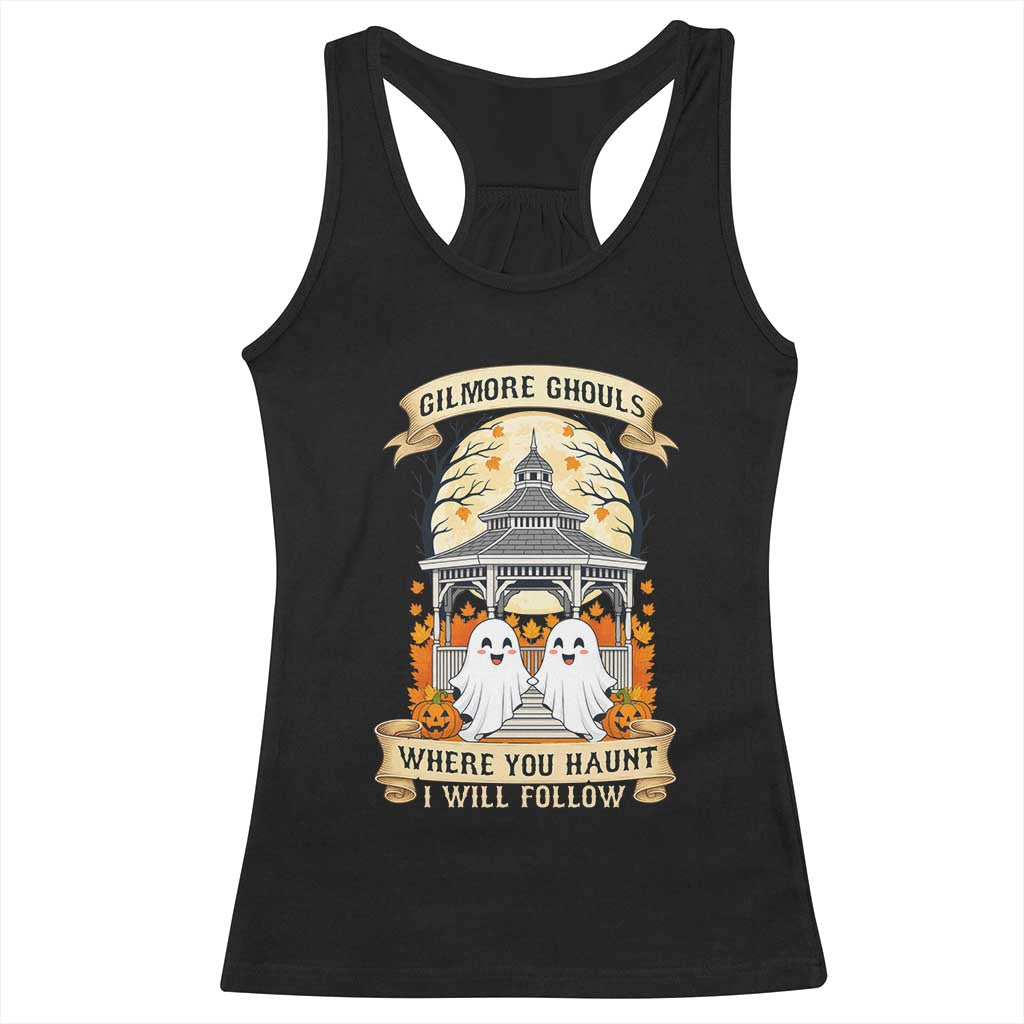 Gilmore Ghouls Halloween Ghost Racerback Tank Top Cute Couple Spooky Boo with Fall Gazebo - Wonder Print Shop