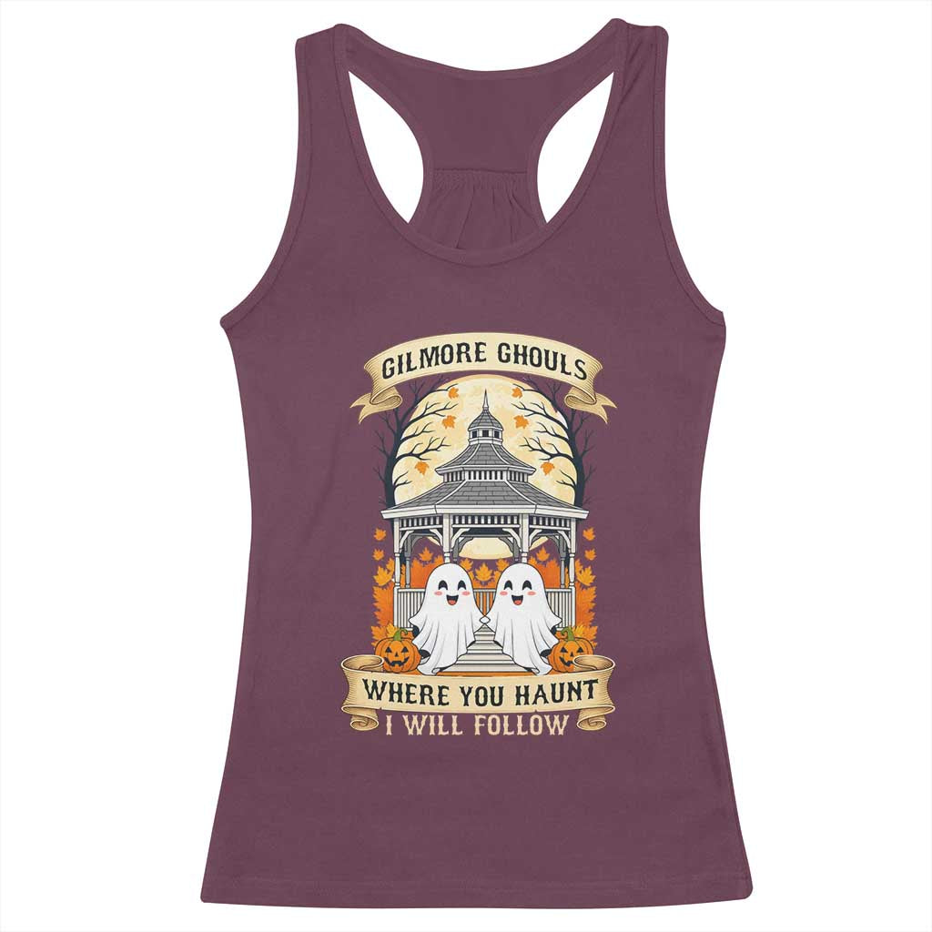Gilmore Ghouls Halloween Ghost Racerback Tank Top Cute Couple Spooky Boo with Fall Gazebo - Wonder Print Shop