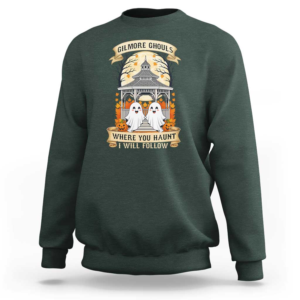 Gilmore Ghouls Halloween Ghost Sweatshirt Cute Couple Spooky Boo with Fall Gazebo - Wonder Print Shop