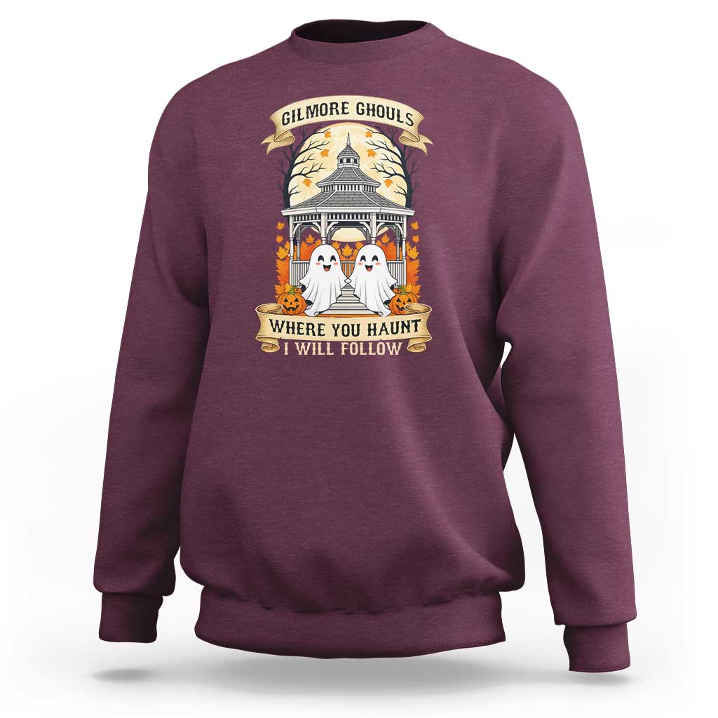 Gilmore Ghouls Halloween Ghost Sweatshirt Cute Couple Spooky Boo with Fall Gazebo - Wonder Print Shop