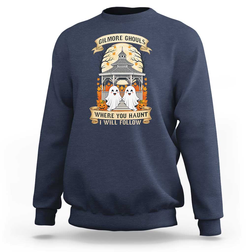 Gilmore Ghouls Halloween Ghost Sweatshirt Cute Couple Spooky Boo with Fall Gazebo - Wonder Print Shop
