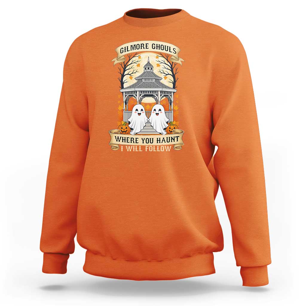 Gilmore Ghouls Halloween Ghost Sweatshirt Cute Couple Spooky Boo with Fall Gazebo - Wonder Print Shop