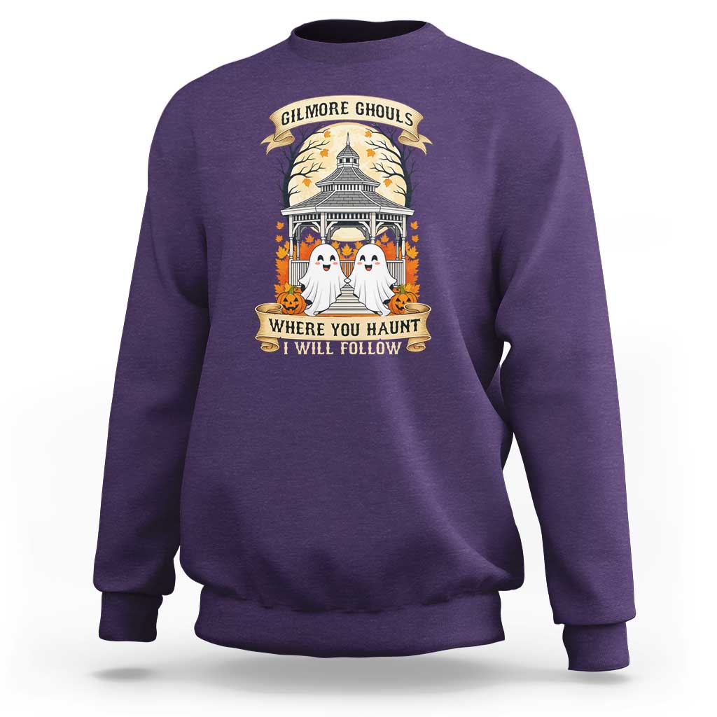 Gilmore Ghouls Halloween Ghost Sweatshirt Cute Couple Spooky Boo with Fall Gazebo - Wonder Print Shop