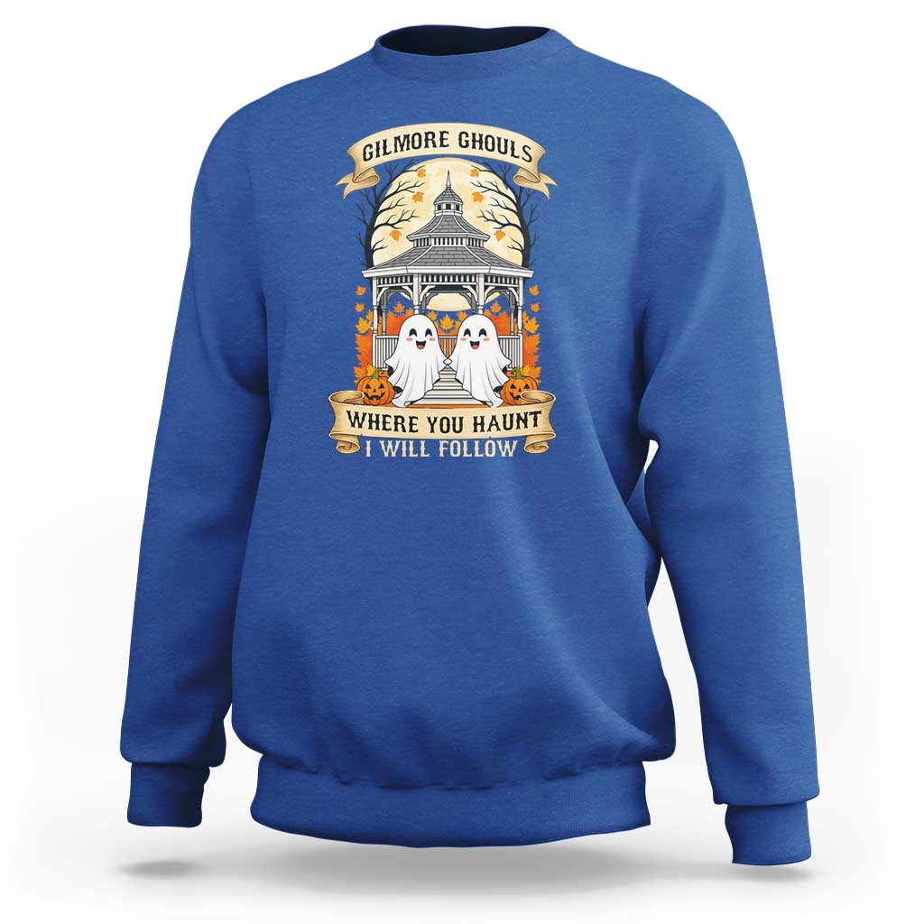 Gilmore Ghouls Halloween Ghost Sweatshirt Cute Couple Spooky Boo with Fall Gazebo - Wonder Print Shop