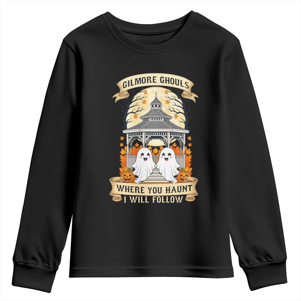 Gilmore Ghouls Halloween Ghost Youth Sweatshirt Cute Couple Spooky Boo with Fall Gazebo - Wonder Print Shop