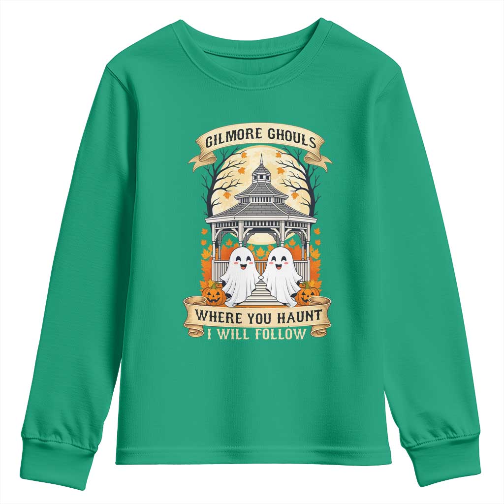 Gilmore Ghouls Halloween Ghost Youth Sweatshirt Cute Couple Spooky Boo with Fall Gazebo - Wonder Print Shop