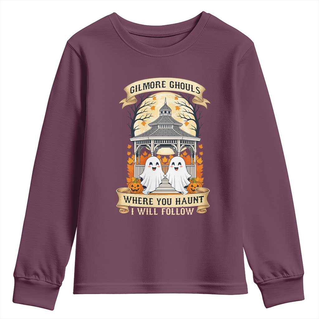 Gilmore Ghouls Halloween Ghost Youth Sweatshirt Cute Couple Spooky Boo with Fall Gazebo - Wonder Print Shop