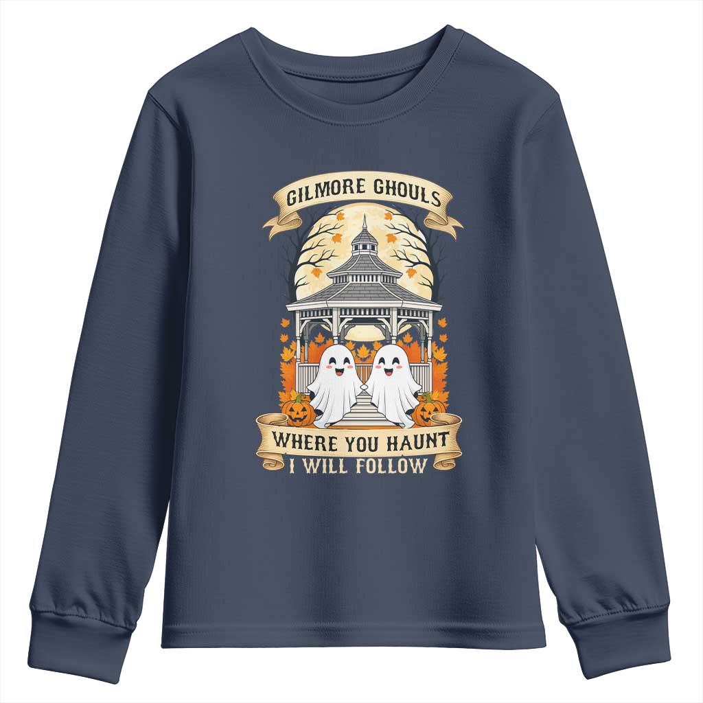 Gilmore Ghouls Halloween Ghost Youth Sweatshirt Cute Couple Spooky Boo with Fall Gazebo - Wonder Print Shop