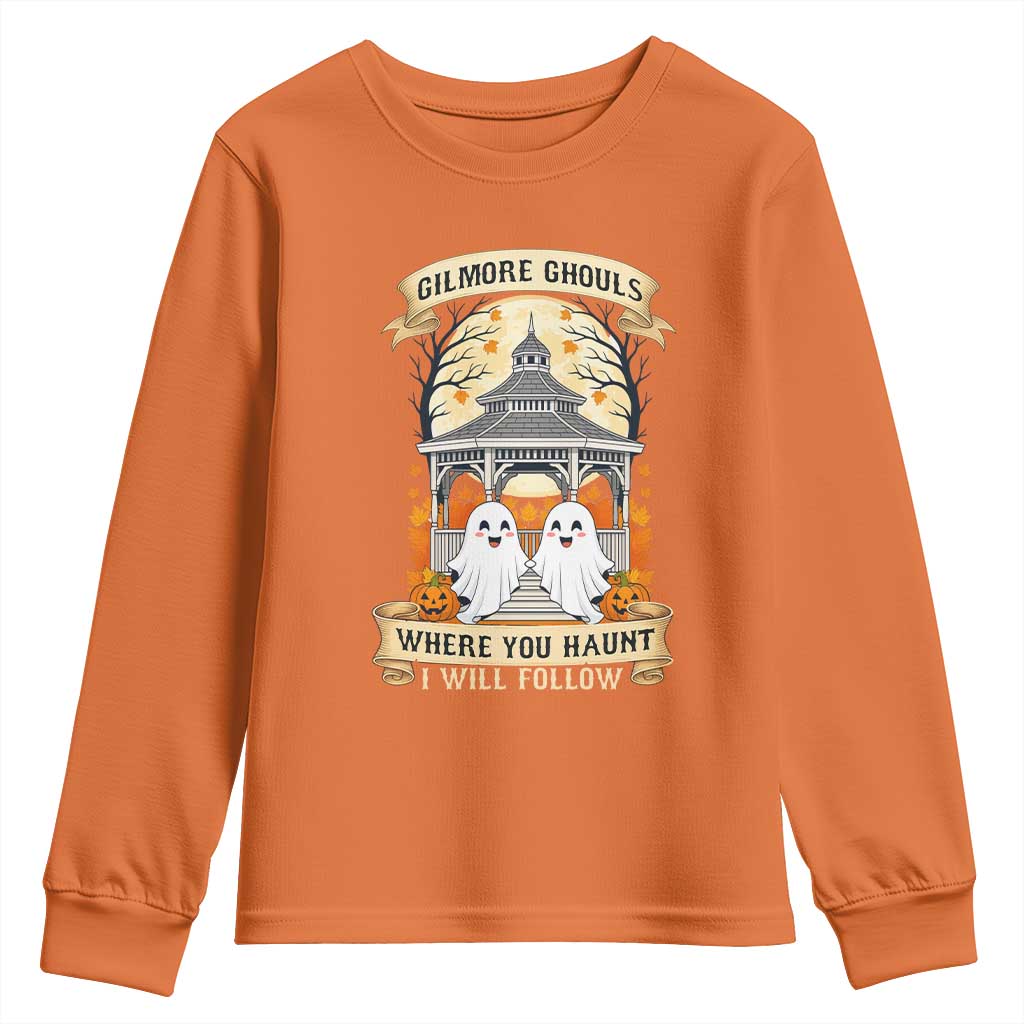 Gilmore Ghouls Halloween Ghost Youth Sweatshirt Cute Couple Spooky Boo with Fall Gazebo - Wonder Print Shop