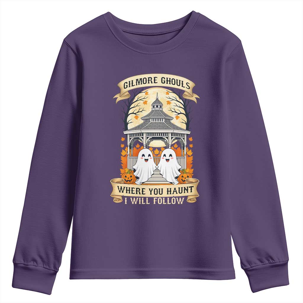 Gilmore Ghouls Halloween Ghost Youth Sweatshirt Cute Couple Spooky Boo with Fall Gazebo - Wonder Print Shop