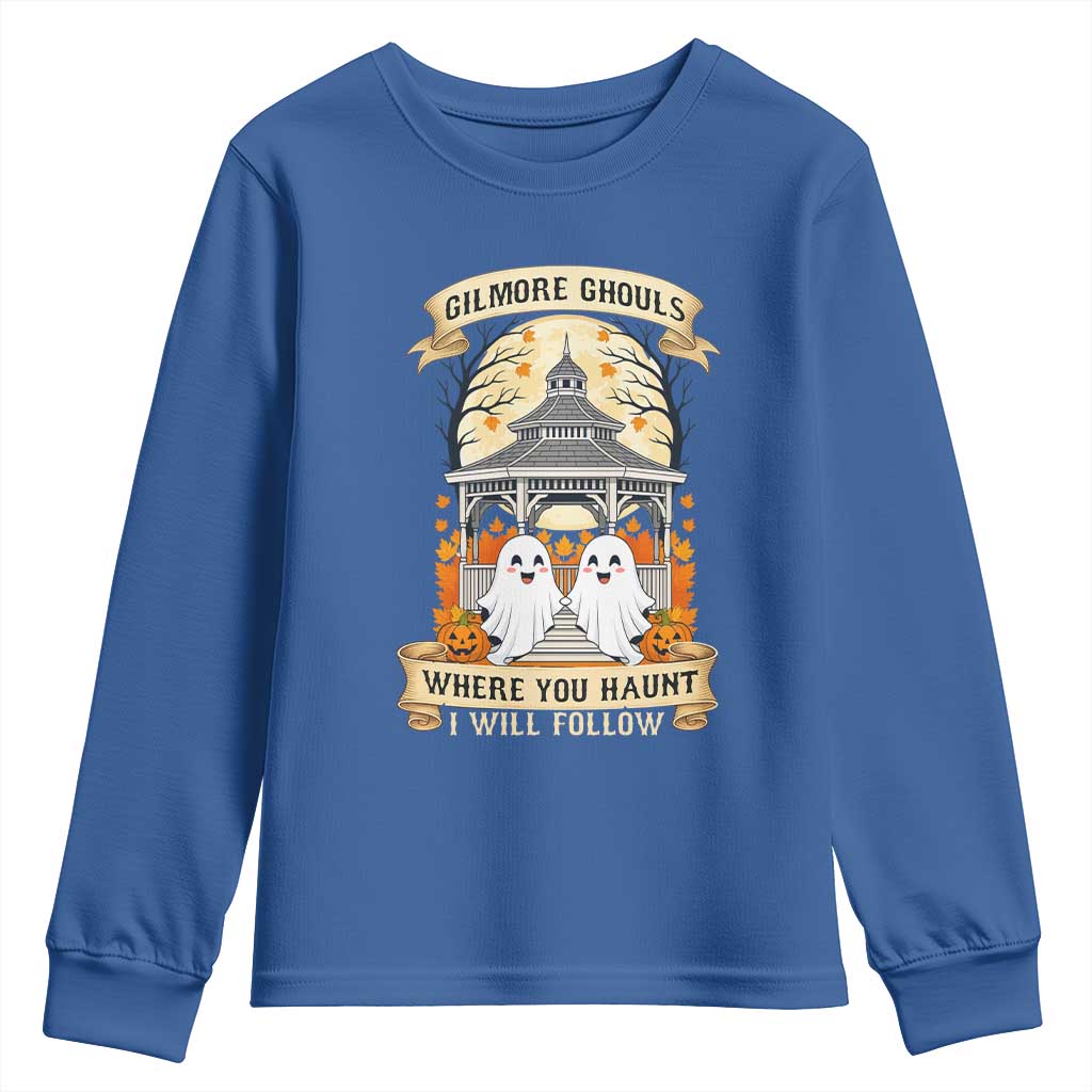 Gilmore Ghouls Halloween Ghost Youth Sweatshirt Cute Couple Spooky Boo with Fall Gazebo - Wonder Print Shop