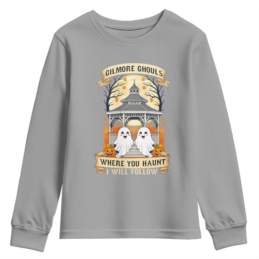 Gilmore Ghouls Halloween Ghost Youth Sweatshirt Cute Couple Spooky Boo with Fall Gazebo - Wonder Print Shop