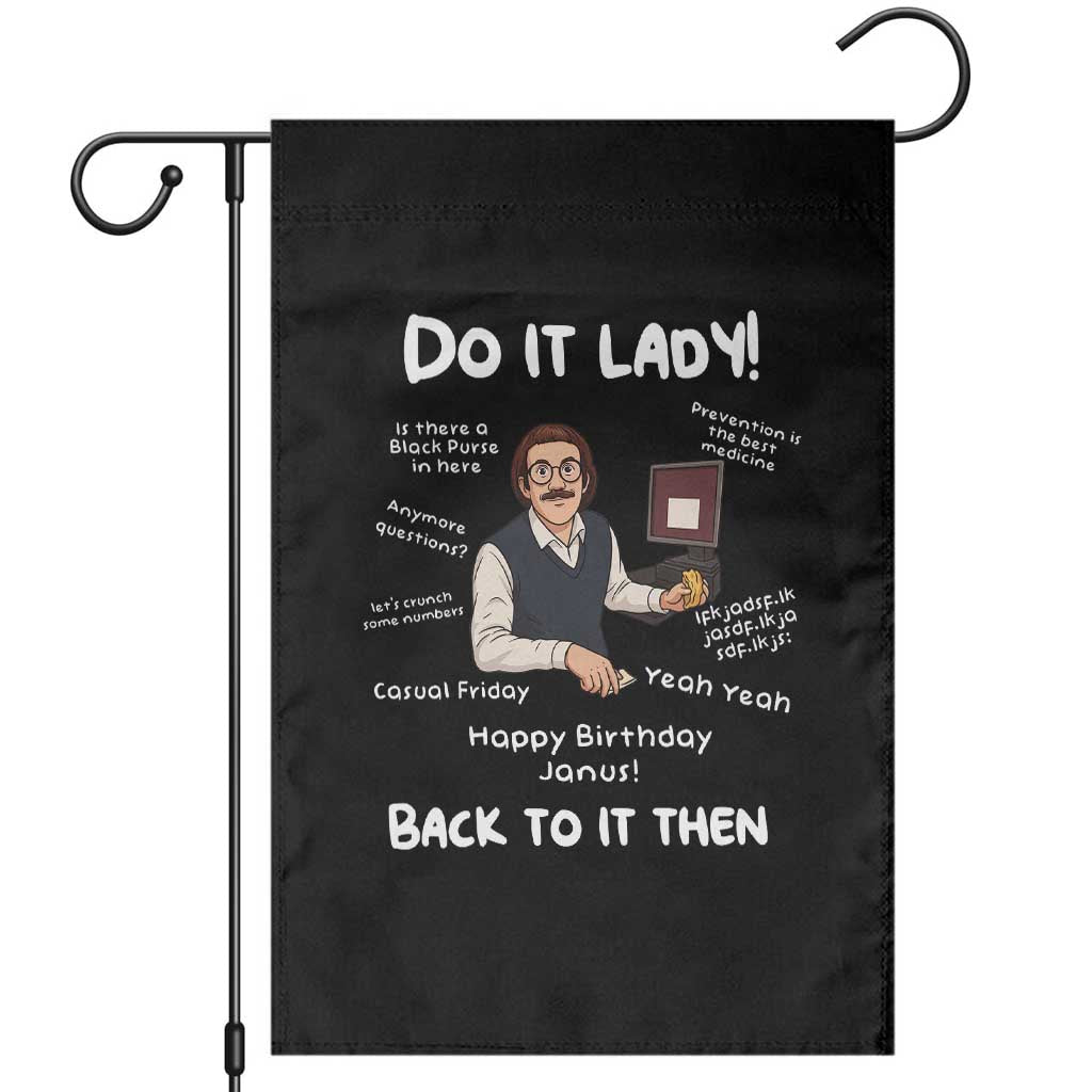 Do It Lady and Back To It Then Garden Flag Funny Office Joke Vintage Mustache Guy Meme - Wonder Print Shop