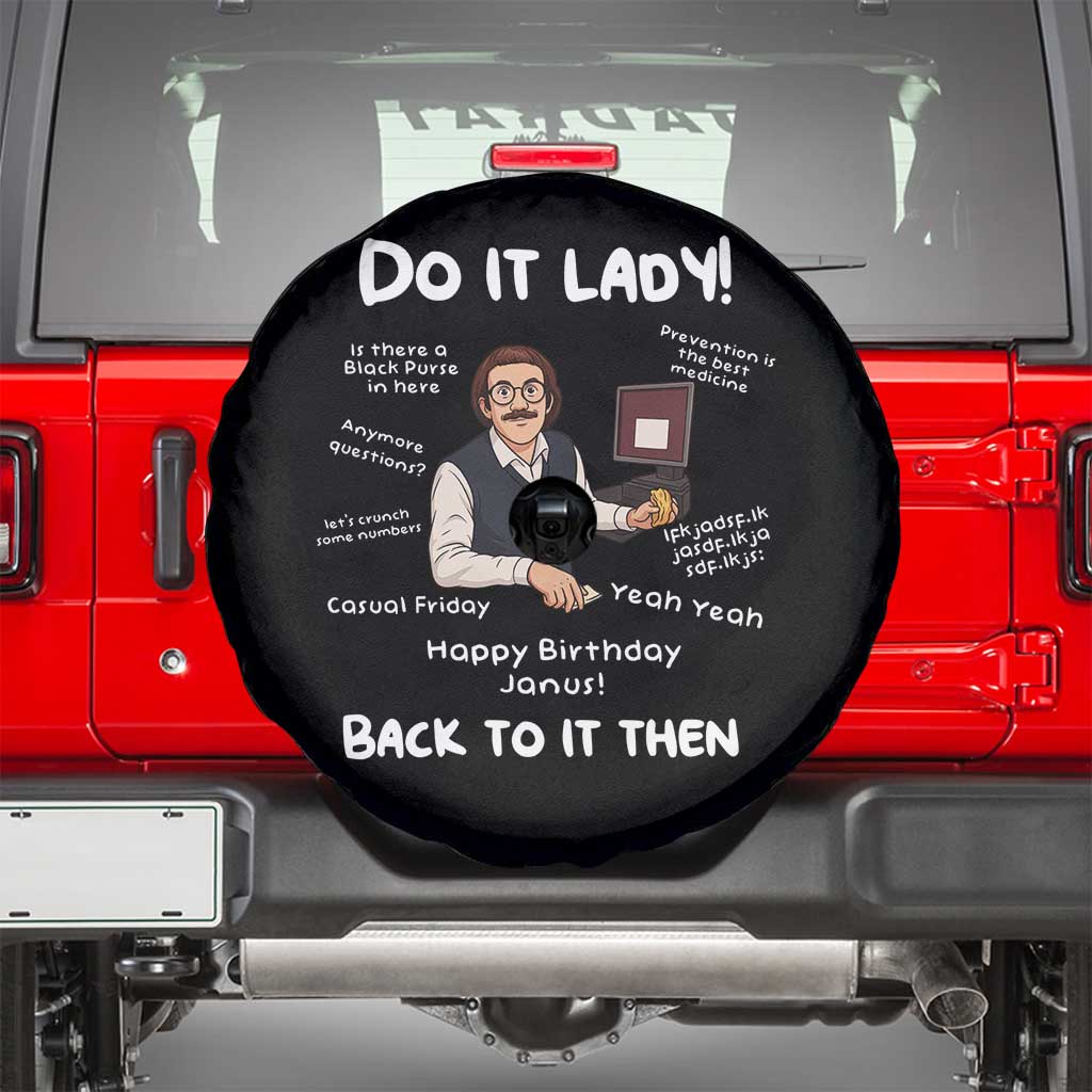 Do It Lady and Back To It Then Spare Tire Cover Funny Office Joke Vintage Mustache Guy Meme - Wonder Print Shop