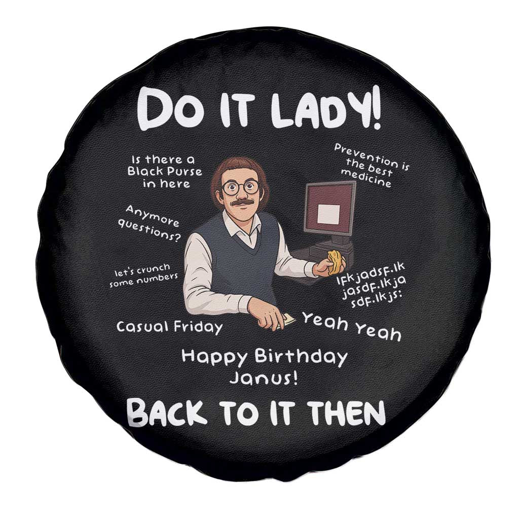 Do It Lady and Back To It Then Spare Tire Cover Funny Office Joke Vintage Mustache Guy Meme - Wonder Print Shop