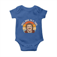 Retro Well Back to It Then Baby Onesie Funny Office Joke Vintage Mustache Guy Meme - Wonder Print Shop