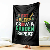 Eat Sleep Grow a Garden Repeat Throw Blanket Funny Gamer-Inspired Gardening Gift for Plant Lovers - Wonder Print Shop