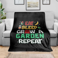 Eat Sleep Grow a Garden Repeat Throw Blanket Funny Gamer-Inspired Gardening Gift for Plant Lovers - Wonder Print Shop